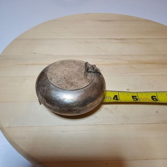 Vinage Silver Plate Pocket/Compact Round Ashtray With Hinged Lid Cigar Holder - Picture 9 of 9